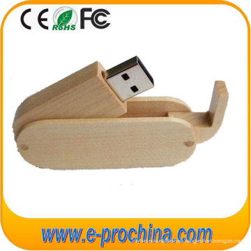 Giratorio de madera de memoria flash USB con el logotipo de grabado láser (ew503)